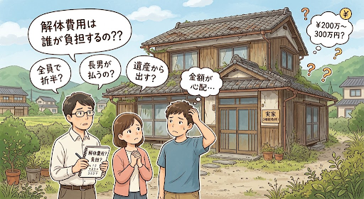 ご両親から実家を相続したものの、誰も住む予定がなく「空き家」になってしまうケースが増えています。
老朽化による倒壊リスクなどを考慮し、解体を検討される方も多いでしょう。
しかし、いざ実家を解体しようとした際に問題になりやすいのが「解体費用は誰が払うのか?」という点です。
特に兄弟姉妹がいる場合、費用負担の割合などを巡って親族間でトラブルに発展してしまうケースも少なくありません。
本記事では、相続した実家の解体費用を誰が負担すべきかという法的な基本原則や、兄弟間のトラブルを防ぐための進め方、そして費用負担を軽減する自治体の「空き家解体補助金」について解説いたします。